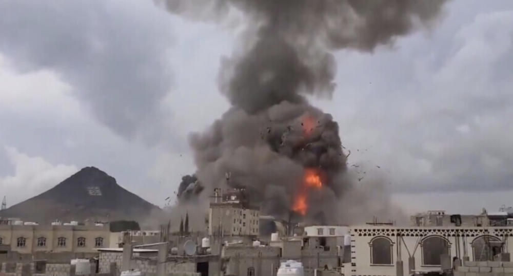 Explosion scene in Sanaa, Yemen