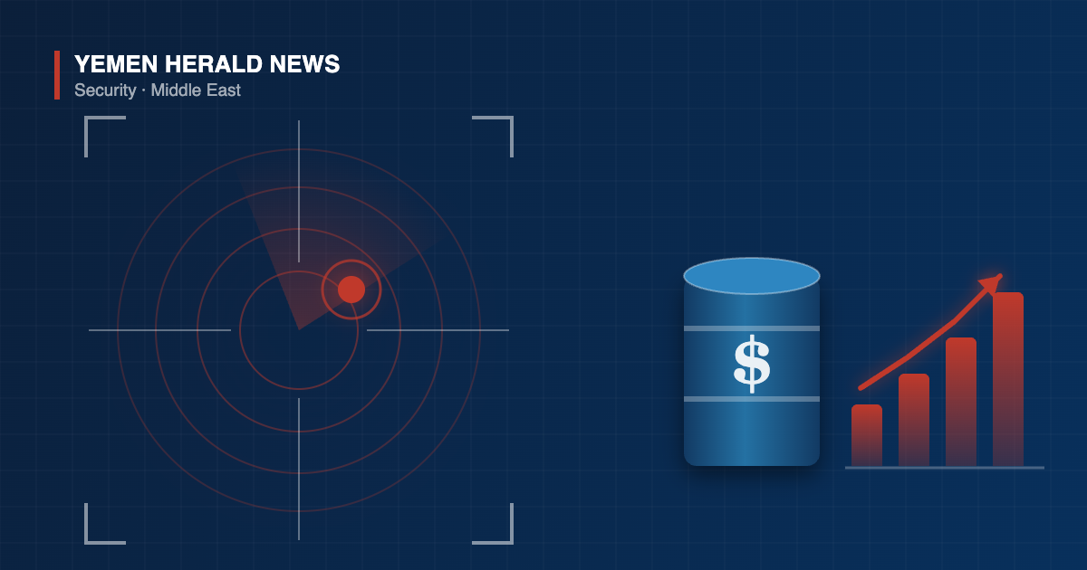 Editorial illustration: a radar targeting crosshair beside an oil barrel and a rising price chart