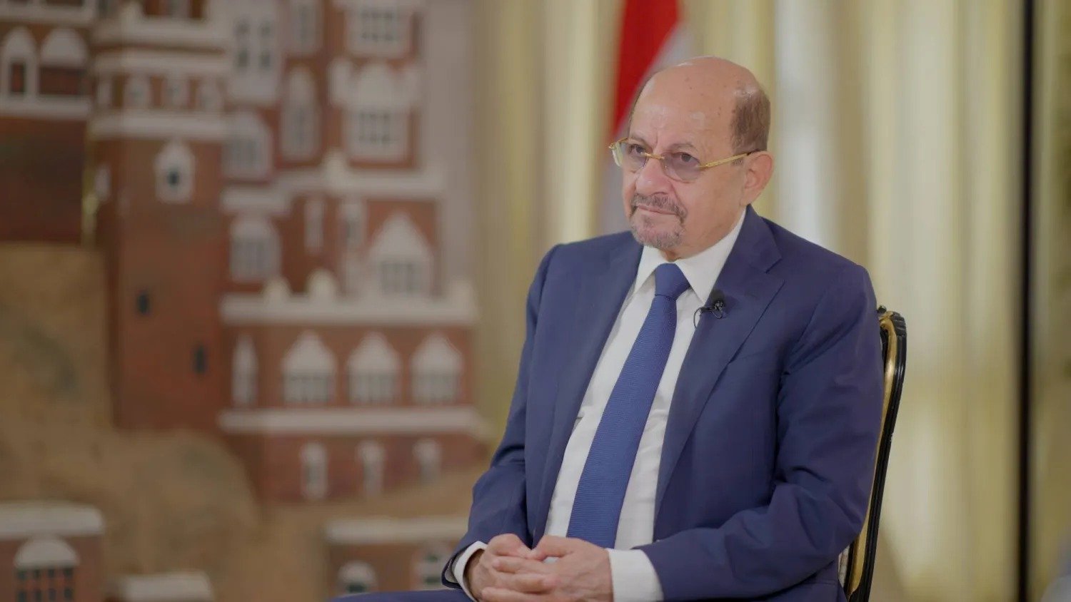Yemeni Prime Minister Shaya al-Zindani seated during an interview