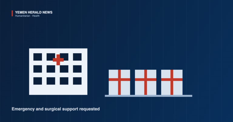 Illustration of a hospital block with a red cross beside stacked medical supply crates