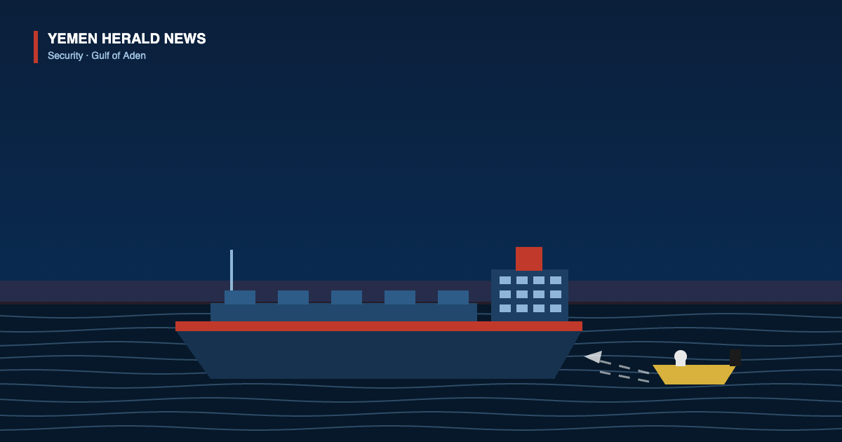 Illustration of a tanker at sea with a small skiff approaching from astern, marked by a dashed track and arrow
