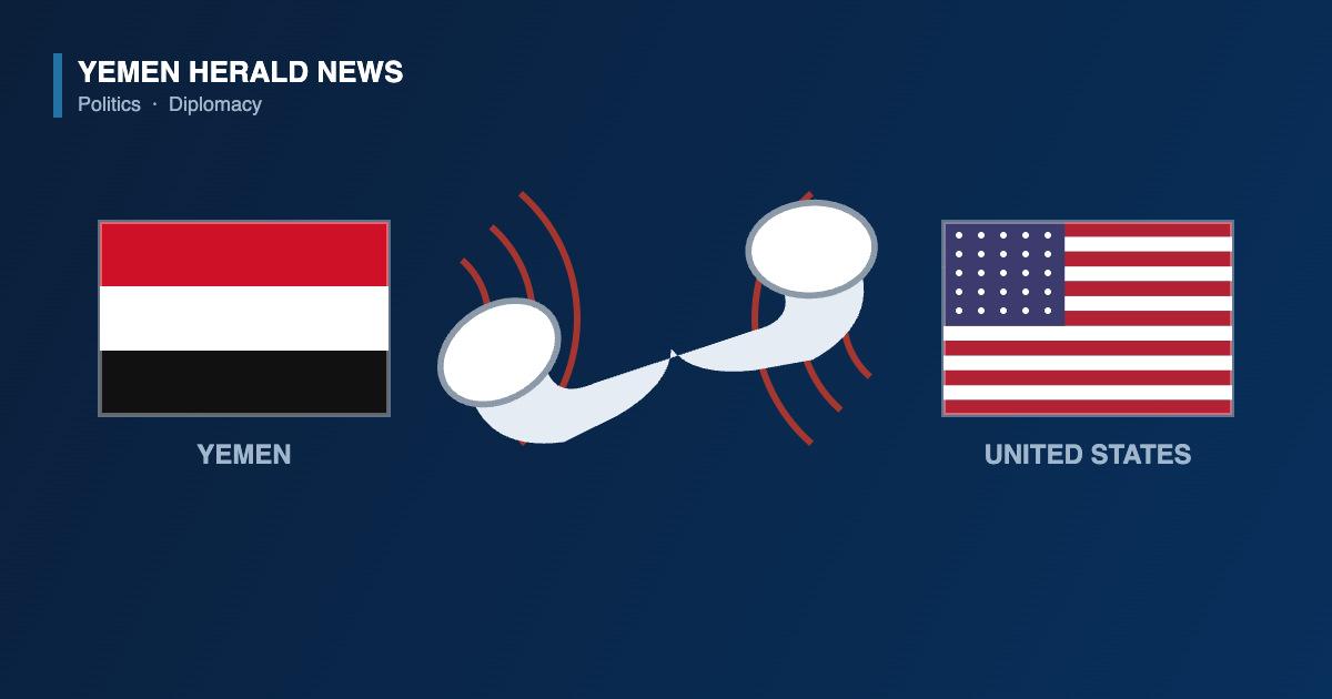 Illustration of the flags of Yemen and the United States either side of a telephone handset