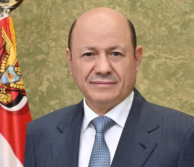 Portrait of Rashad al-Alimi, chairman of Yemen's Presidential Leadership Council