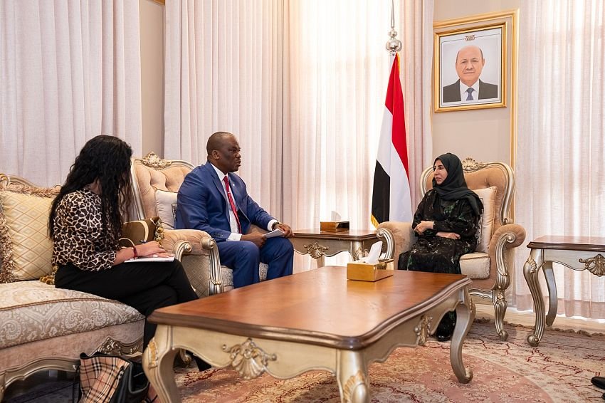 Yemen's foreign minister Afrah al-Zouba meets South Africa's non-resident ambassador Mogobo David Mogabi in Riyadh