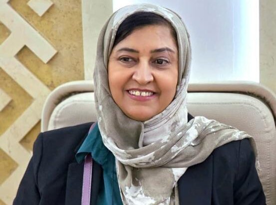 Portrait of Belqis Abu Asbu, identified by Saba as a deputy chairwoman of Yemen Consultation and Reconciliation Commission