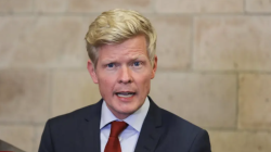 UN special envoy for Yemen Hans Grundberg speaking at a microphone