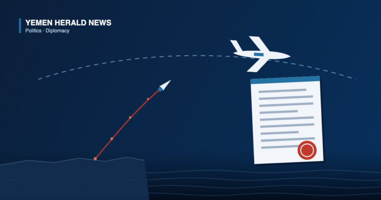 Illustration of an airliner on a dotted air route over the Red Sea with a missile trail rising from the coast and a sealed letter below
