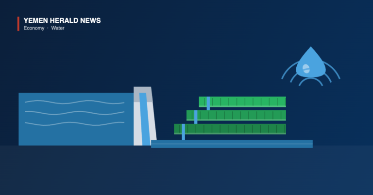 Illustration of a dam and reservoir feeding canals and terraced irrigated fields