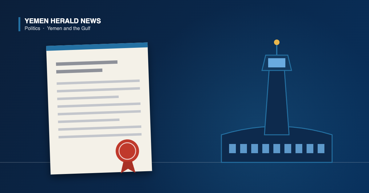 Illustration of a sealed formal statement document beside an airport control tower and terminal at night