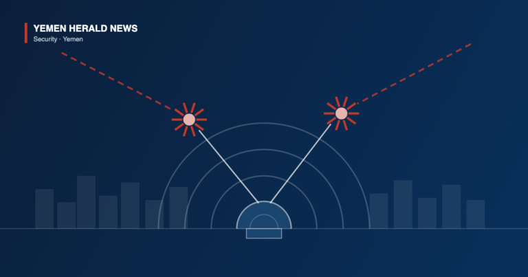 Illustration of a radar dome tracking two incoming missile trails that end in intercept bursts above a city skyline
