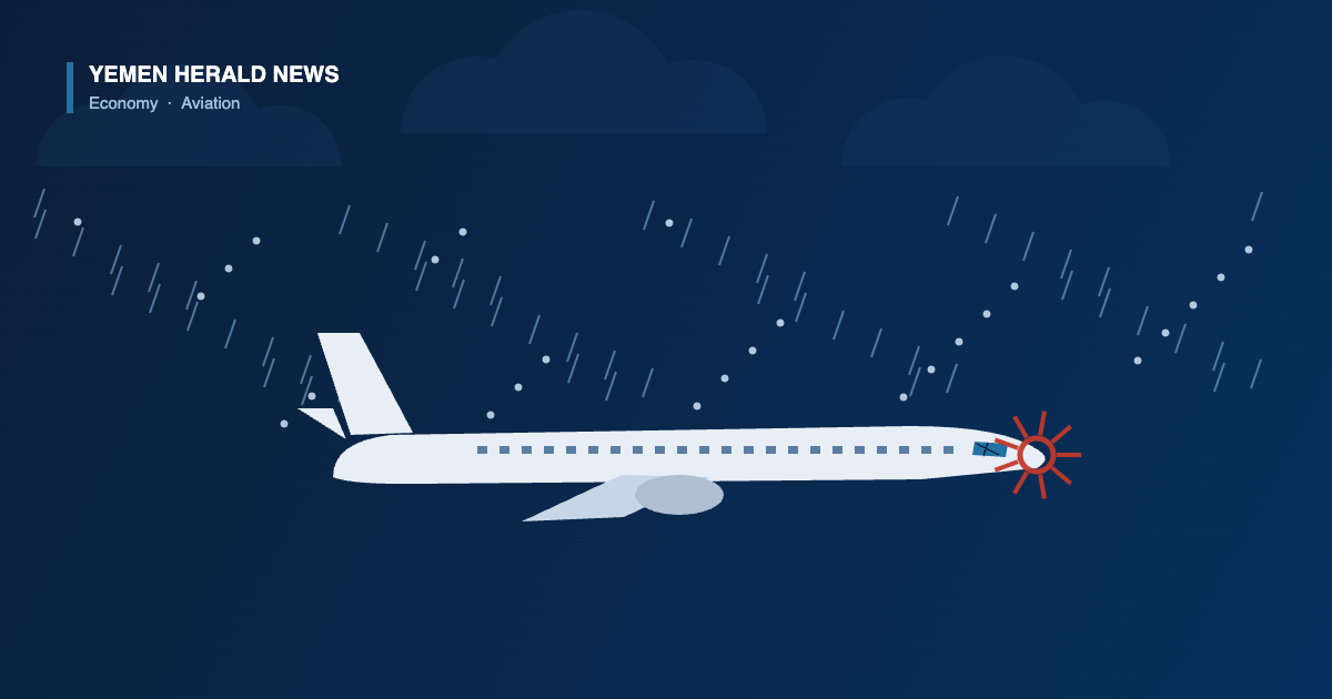 Illustration of an airliner flying through hail with an impact burst marking damage to its nose