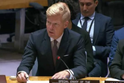 UN Special Envoy for Yemen Hans Grundberg speaks at a United Nations Security Council meeting