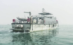 A traditional wooden vessel of the kind the Saudi-led coalition says is used to smuggle weapons to the Houthis